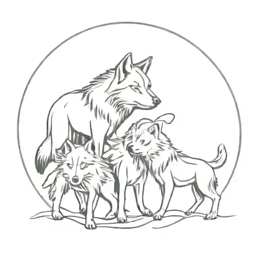 Wolf Pack Symbolizing Your Family Members Intertwined