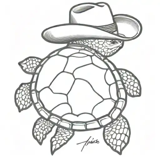 Sea Turtle Wearing Cowboy Hat