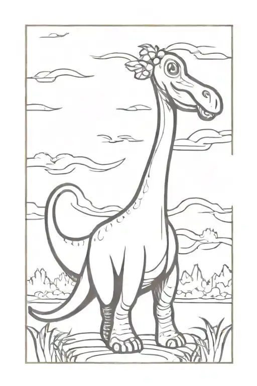 Brachiosaurus With Wings Attached To Back Cartoon Style