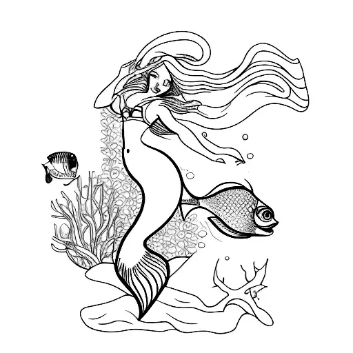 An Architectural Blueprint With A Swimming Mermaid