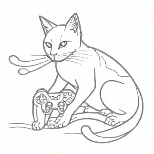 Cat Playing Video Games Battling