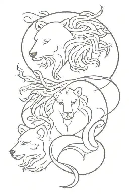 Medusa And Bear And Phoenix Fine Line