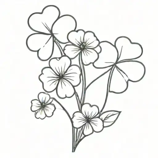 4 Leaf Clovers Black And White Bouquette With One Clover Blue