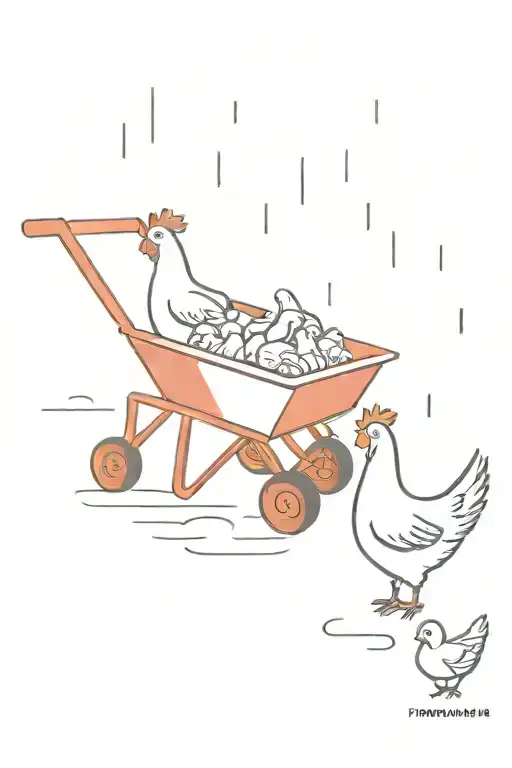 So Much Depends Upon A Red Wheelbarrow Glazed With Rain Water Next To The White Chickens