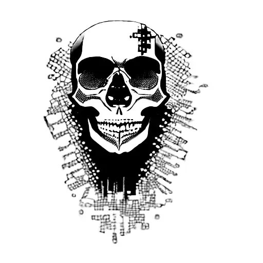 A Skull Code Glitched Binary Code Assembly