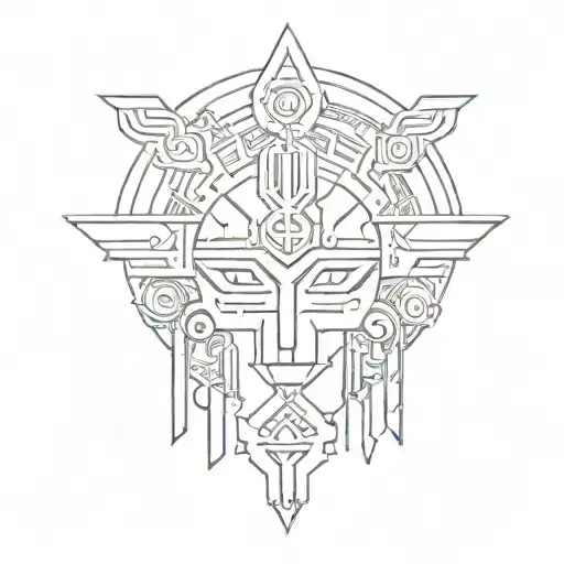 A Metal-inspired Design Featuring Aztec Gods And Celestial Elements