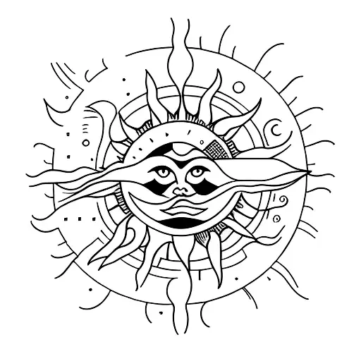 A Minimalist Tattoo Of A Book With A Sun And Sea Backdrop