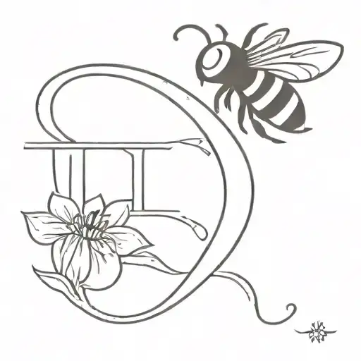 A Minimalist Tattoo Of The Letter 'T' And A Bee