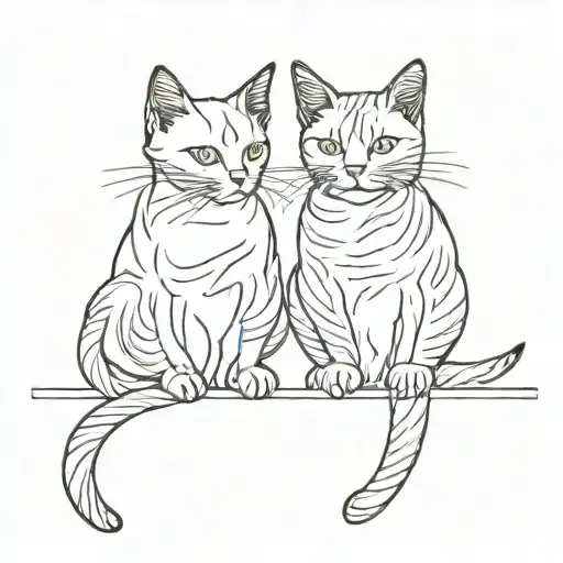 Two Cat Silhouettes Intertwined