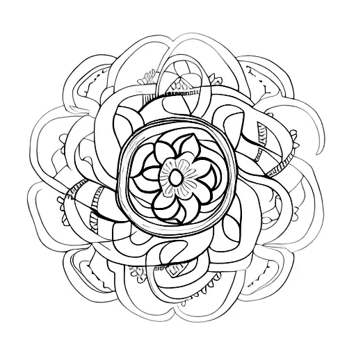 A Minimalist Tattoo Of A Flower Intertwined With A Russian Fairy Tale Symbol