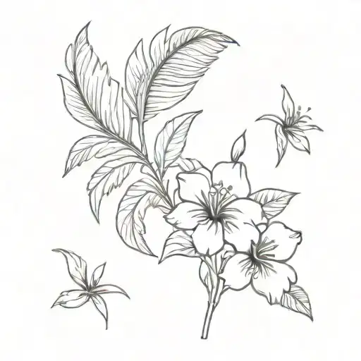 Rugby Palm Tree And Hibiscus Flower