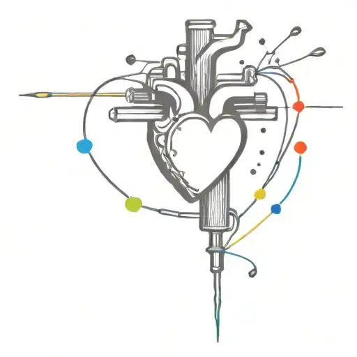 Minimalist Design Of A Syringe Injecting A Burst Of Color Into A Heart