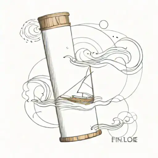 Realistic Small Wooden Cylinder Floating In The Ocean