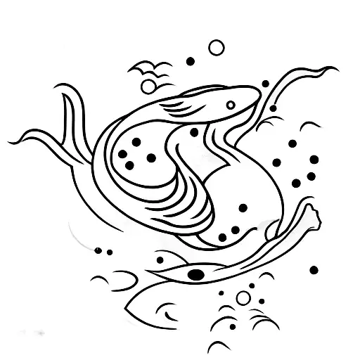 A Minimalist Depiction Of A Serene Pond With A Koi Fish Swimming Under The Aquarius Constellation