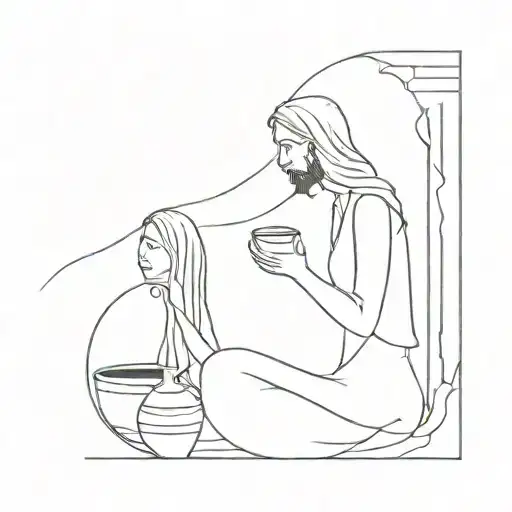 Woman At The Well And Jesus