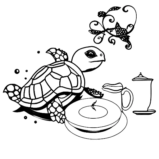 Whimsical Turtle At A Tea Party