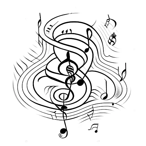 A Coffee Cup With Musical Notes Swirling Out Of It