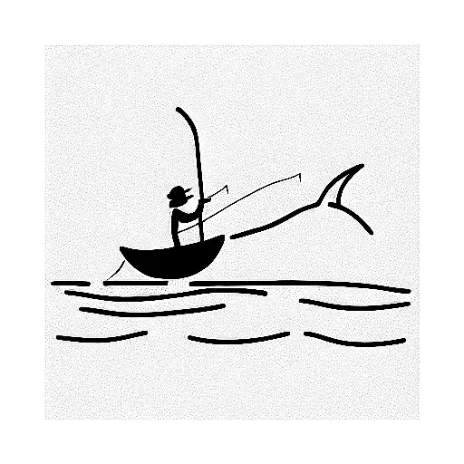 Stick Man Fishing For A Whale