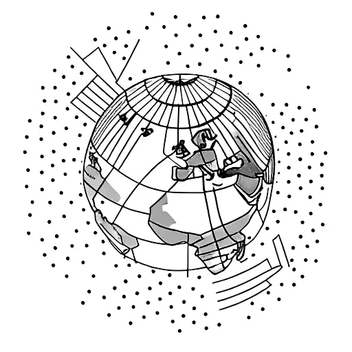 A Minimalist Tattoo Of A Globe With A Dotted Line Tracing Your Favorite Travel Destinations