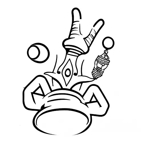 A Minimalist Tattoo Of An Alien Chef's Hat