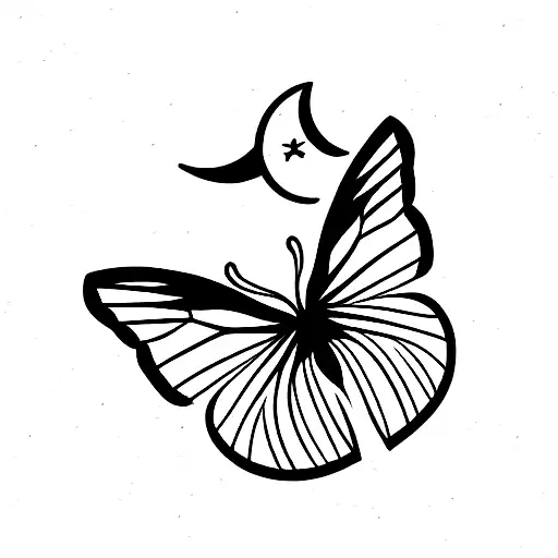 Butterfly And Moon