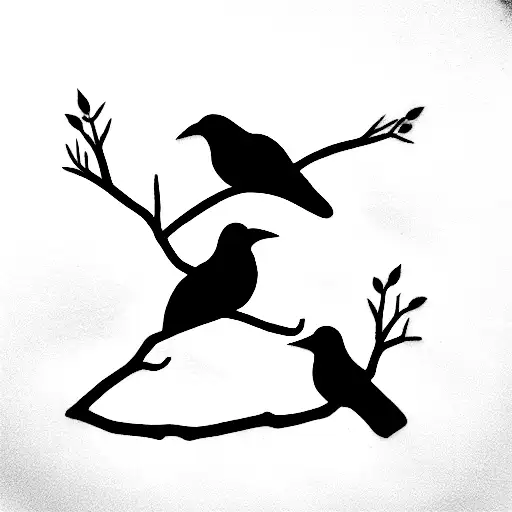 Four Crows On A Tree Limb