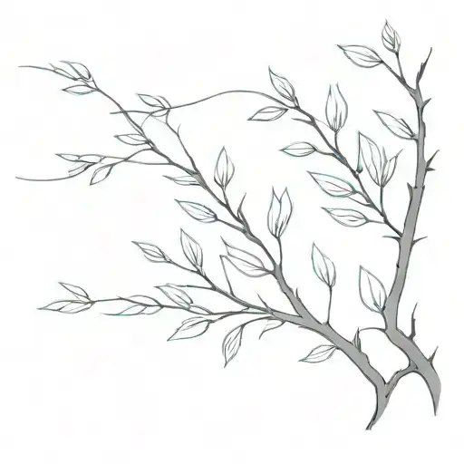 Branch And Leves Slightly Forward And Upwards Direction On Womens Rib