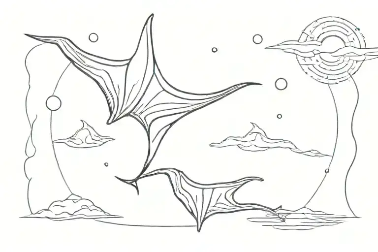 Tiny Manta Ray Ocean And Sun
