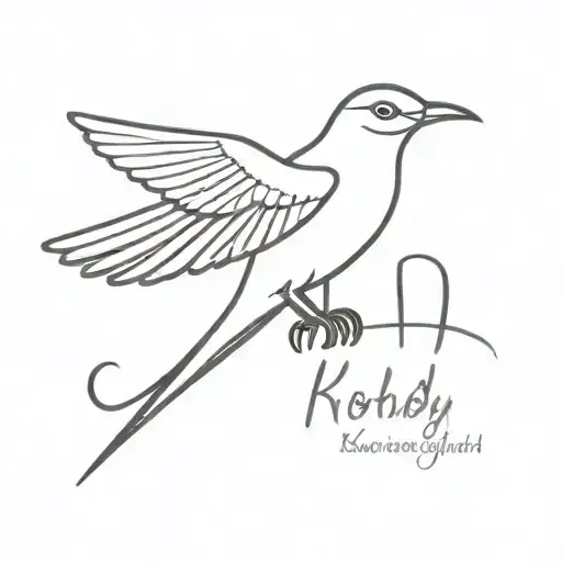 Lesser Noddy Bird Flying With Kurangi Text In Inside Of The