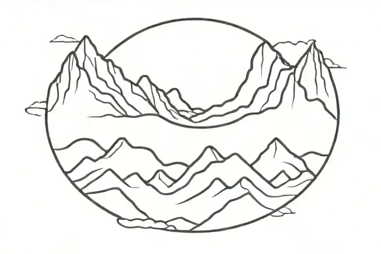 Mountains Inside A Black Circle