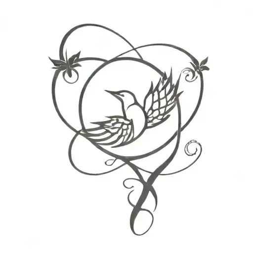 Phoenix With Four Leaf Clover And Yin Yang