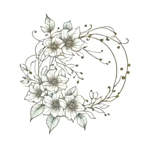 A Leo Constellation Made Up Of Various Flowers Intertwined With Vines