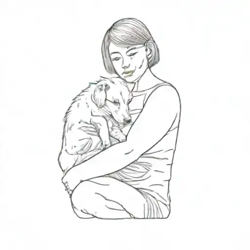 A Girl Holding A White Dog