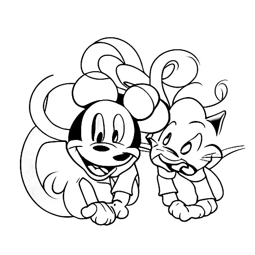 A Minimalist Tattoo Of A Cat Wearing Mickey Mouse Ears