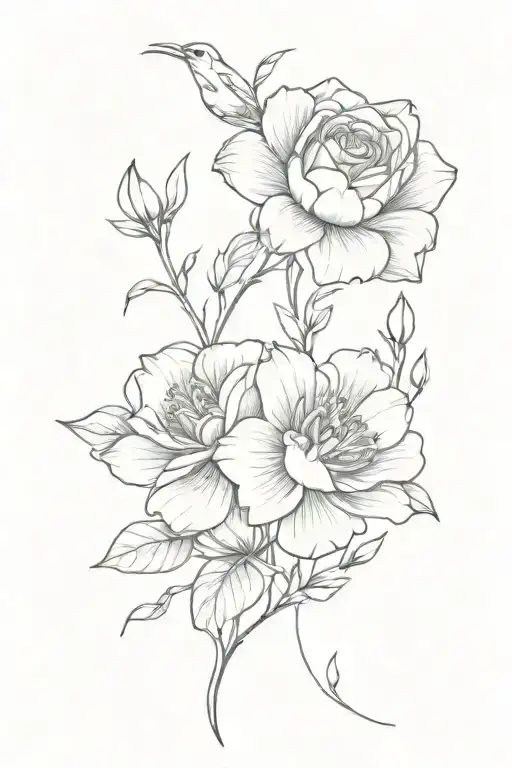 Wrap Around Arm Flower Tattoo With Bird