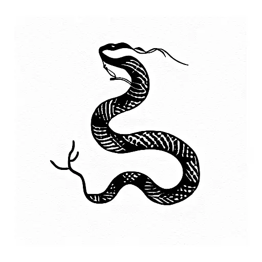 Fine Line Contemporary Chinese Snake Zodiac Sign With December Birth Flower