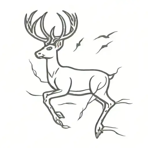 Deer Antlers With Turkey Tracks And Ducks Flying Away