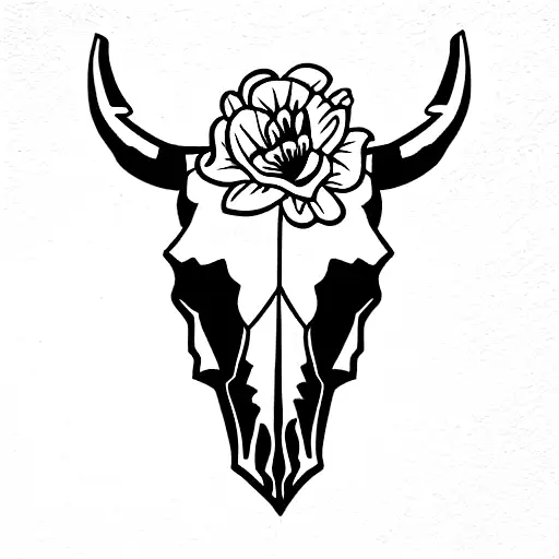 Bull Skull With Flower Crown