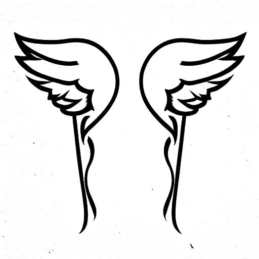 M Letter Between Angel Wings