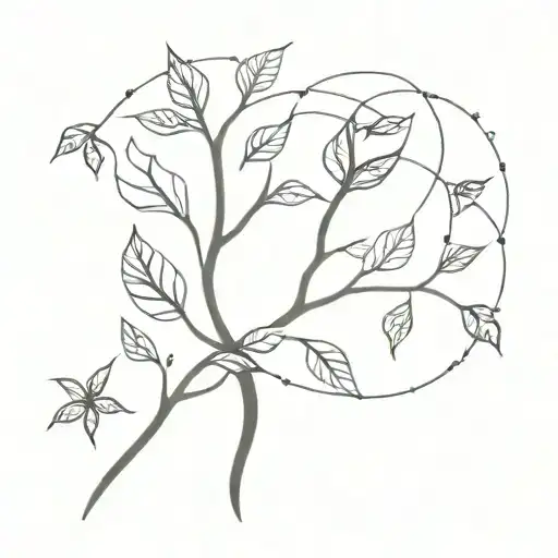 Fibonacci Sequence Nature Inspired Tattoo Featuring Tree Leaves Or Thorns