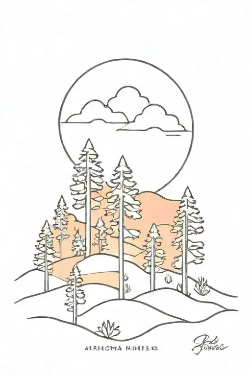 Arizona Pine Trees Colors Sunset