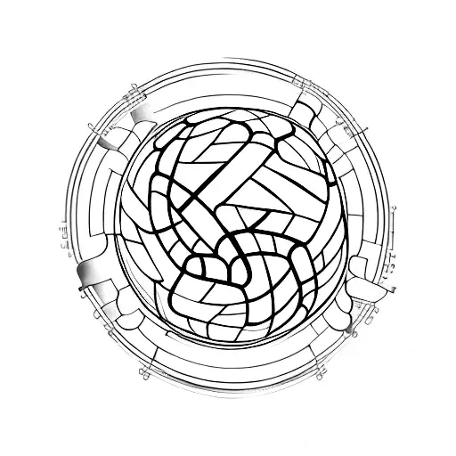 A Minimalist Tattoo Of A Football And A Guitar Intertwined Together