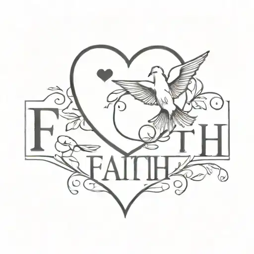 Word Faith And A Heart And A Dove