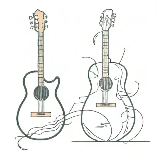 Guitar Cut In Half From A Birds Eye View And The Other Half Is Filled In Wit