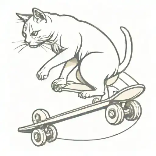 Cat Doing An Ollie On A Skateboard
