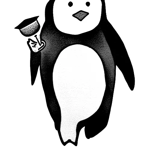 Penguin And A Ice Bear Doing Tea Break Witz Cup In Hands