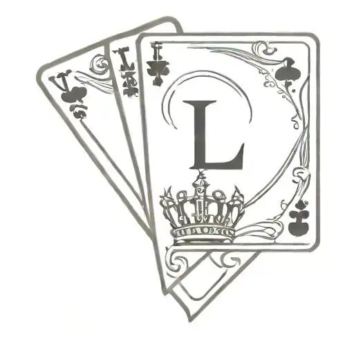 Letter V And Letter L Type Poker Card With Crown On Top