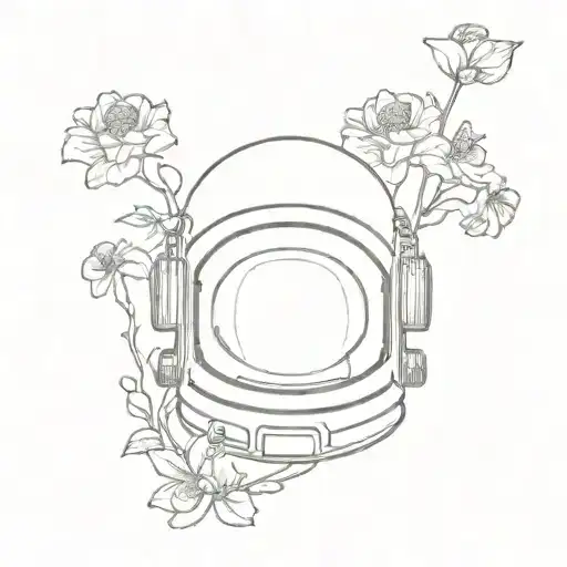 Astronaut Helmet With Flowers Growing