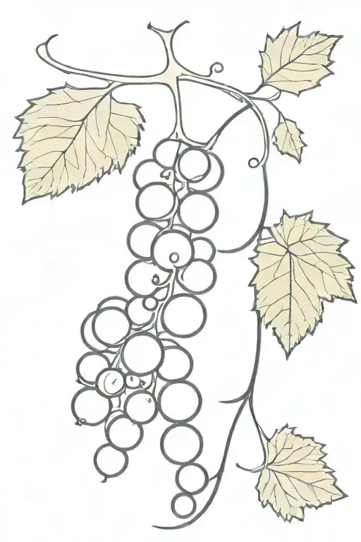 Unalome Line Drawing With Wine Grapes