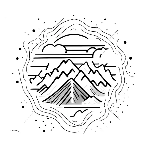 Inside The Sun Draw The Silhouette Of A Mountain